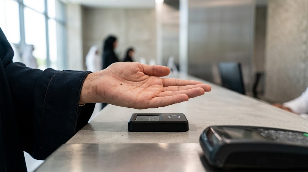 A UAE Central Bank proof of concept lets users authenticate payments with their face or palm at Dubai Land Department.